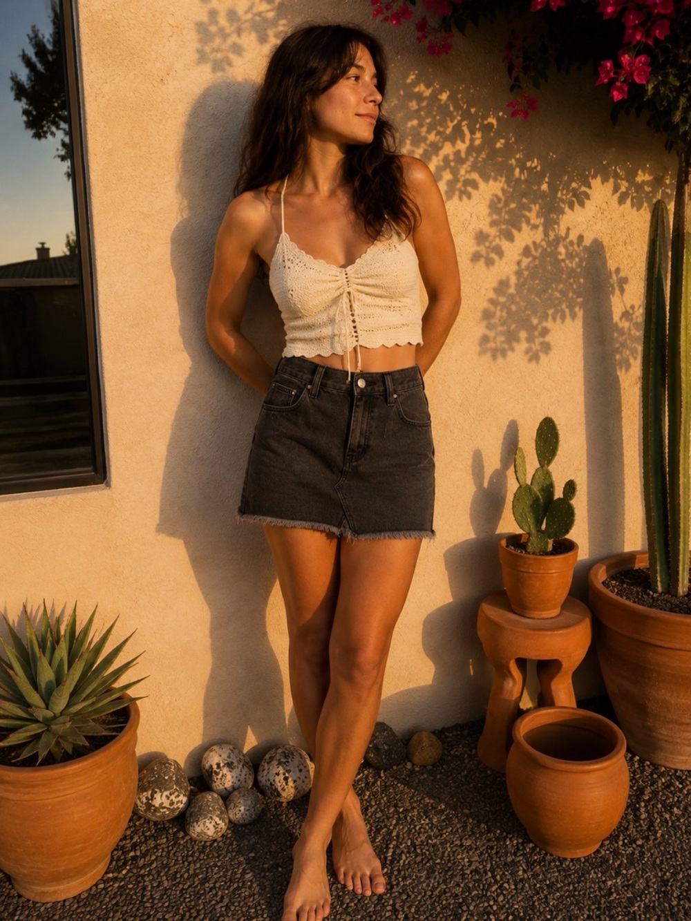 Free People Charcoal Denim Skirt
